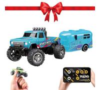 Mini RC Monster Truck, Mini Monster Trucks, 1/64 RC Car, Monsters Truck Remote Control Car with Lights (Blue-B)