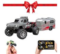 Mini RC Monster Truck, Mini Monster Trucks, 1/64 RC Car, Monsters Truck Remote Control Car with Lights (Gray)