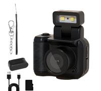 Mini Retro Keychain Camera - Pocket-Sized Fun with Vintage Flair, Portable Point and Shoot Mini Digital Camera with 6 Filters, 1080p HD Screen, for Travel (Black)