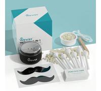 Mini riscaldatore per cera per naso e orecchie WEWAX - singolo/kit con 50g di palline di cera dura e salviette dopo-ceretta, strumento di rimozione dei peli portatile per uomini e donne, ideale per ca