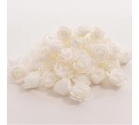 Mini rose finte fiori artificiali, 100 pezzi, 3,5 cm, testa di rosa rossa in schiuma per fai da te, accessori per casa, feste, decorazioni per la casa e baby shower (bianco)