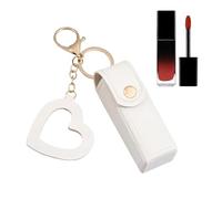 Mini Rossetto Case - 3.54 inch Small PU Leather Cosmetic Bag | Portable Stylish Lipstick Holder with Love Pendant for Lip Gloss Perfume Fingernail, bianco, riferimento alla descrizione