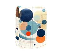 Mini Rossetto Caso con Specchio per Borsa, Matematica Geometrica Colorata Portatile Titolare Organizzazione, Multicolore 6., 9.5x2x7 cm/3.7x0.8x2.7 in