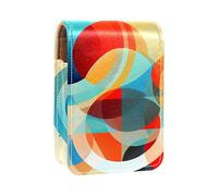 Mini Rossetto Caso con Specchio per Borsa, Matematica Geometrica Colorata Portatile Titolare Organizzazione, Multicolore 6., 9.5x2x7 cm/3.7x0.8x2.7 in