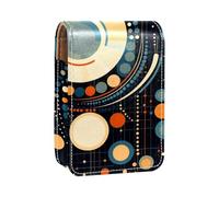 Mini Rossetto Caso con Specchio per Borsa, Matematica Geometrica Colorata Portatile Titolare Organizzazione, Multicolore 6., 9.5x2x7 cm/3.7x0.8x2.7 in