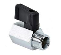 Mini rubinetto a sfera con filettatura interna ed esterna, in ottone cromato (1/4").