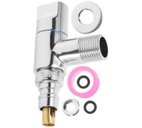 Mini Rubinetto Automatico Ottone in Arresto Argento per Lavatrice | Valvola a Ingresso Singolo e Uscita Doppia, Accessorio Universale, Include Nastro Ptfe