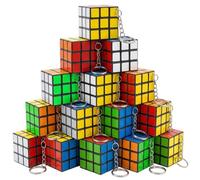 Mini Rubix Cube, set di 20 mini puzzle per sacchetti per feste, intrattenimento portatile per messa a fuoco, portachiavi cubo 3 x 3 cm con portachiavi