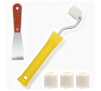 Mini rullo pittura,Set con 4 ricariche da 1 pollice, manico 200mm e spatola 1,5 pollice, rullo piccolo per pittura, rullo per vernice e rullo a struttura per lavori precisi su angoli e bordi