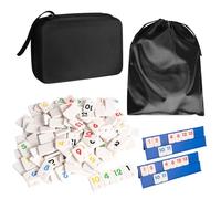 Mini Rummy Set gioco da tavolo per 2 - 6 giocatori, gioco da viaggio Rummy con 160 pietre e 6 supporti da gioco, gioco da viaggio per adulti e famiglia, include scatola e borsa per riporre i pezzi