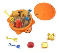 Mini sabbiera a forma di tartaruga con coperchio per scrivania, giocattolo portatile con stampi, mini attrezzi, kit da giardino zen in miniatura, accessori decorativi per la scrivania (Orange)