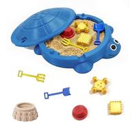 Mini sabbiera a forma di tartaruga per scrivania, con coperchio, mini giardino zen con stampi, mini strumenti di sabbia, regali divertenti, decorazione per casa e ufficio, sabbia (blu)