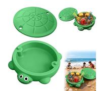Mini sabbiera per tartarughe con strumenti, 11 x 10 cm, sabbiera portatile con coperchio, kit antistress per casa, ufficio, spiaggia, giardino, interni ed esterni, relax (verde)