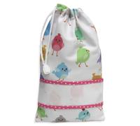 Mini Sacca Portatovagliolo/Posate/Bavaglia da ricamare a Punto Croce, Sacchetto Asilo Piccolo per Tovagliolo, Posate o Bavaglia con Tela Aida (05 Pulcini Rosa)