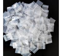 Mini sacchetti di plastica trasparente da 3 x 3 cm, 200 pezzi, resistenti, richiudibili, con chiusura a cerniera, per pillole, piccole parti, 4 mm, per lato singolo