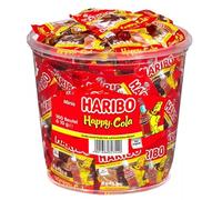 Mini sacchetti Haribo Happy Cola, scatola rotonda, 400 pezzi (4 x 980 g)
