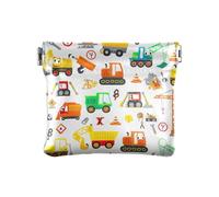 Mini sacchetto della moneta, mini borsa gialla dorata del cambiamento della mini borsa, materiale riciclato, Veicoli da costruzione Cartoon, Taglia unica, Veicoli da costruzione Cartoon