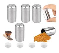 Mini Saliera da Tavola,Smavles 4 Pezzi Mini Shaker, Sale e Pepe Set, Spargisale, Saliera e Pepiera in Acciaio Inox, Porta Spezie Contenitore per Cucina Domestica Ristorante Barbecue Tavolo da Pranzo
