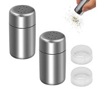 Mini saliera da viaggio, 2 pezzi in acciaio inox, sale da 5 ml, piccolo con coperchio, per campeggio, sale e pepe, adatto per ristoranti, campeggio e barbecue all'aperto (S+S)