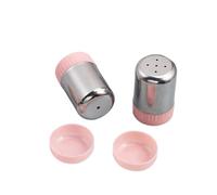 Mini saliera portatile a 5 fori in acciaio inox con coperchio antipolvere, piccola bottiglia per pepe, condimenti, utensile da cucina (rosa-foro singolo)