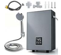 Mini scaldabagno istantaneo da 5500 W, 220 V, scaldabagno elettrico con LED 30-55 ℃ e set doccia, IPX4, compatto scaldabagno per doccia, cucina, camper (grigio)