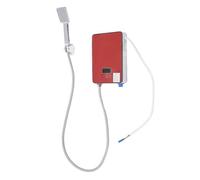 Mini scaldabagno per doccia, 6500 W, elettrico con doccetta, scaldacqua istantaneo, impermeabile, montaggio a parete, 30-55 °C (IPX24), per bagno, cucina (rosso)