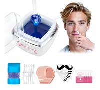 Mini Scaldacera Professionale Kit per Depilazione Uomo e Donna, per il viso, le Orecchie e il Naso, 100g Ceretta, 10 Applicatori 10 Stampini per Baffi, Sicura, Veloce, Indolore dei Peli
