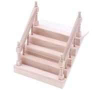 Mini scale per corrimano in legno per casa delle bambole, design con corrimano e varianti di colore in legno naturale, perfette per scene in miniatura e decorazione per casa delle bambole, mini scale