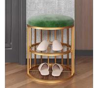 Mini scarpiera per ingresso, elegante panchina con cuscino, struttura in metallo dorato, salvaspazio, per piccoli spazi, moderna panca bassa