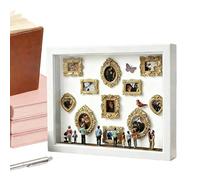 Mini scatola con museale, con di memoria con luce, cornice da scrivania in miniatura con 8 statuette, per famiglia, matrimonio, compleanno, decorazione per la casa