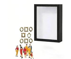 Mini scatola con sagoma museale fai da te, scatola silhouette con mini cornici dorate e mini accessori museali, scatola per ombre di memoria personalizzata, mini espositore da museo, per esporre la