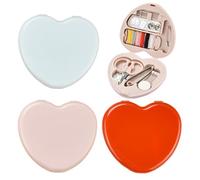 Mini scatola da cucito a forma di cuore da 3 pezzi, piccolo kit da cucito, mini kit da cucito, kit da cucito da viaggio, mini kit da cucito da viaggio, accessori per strumenti fai-da-te