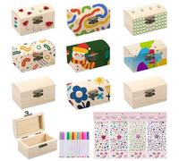 Mini scatola di legno con coperchio, scatola di tesoro in legno, scatola di tesoro per compleanno bambino con adesivo diamantato, decorazione