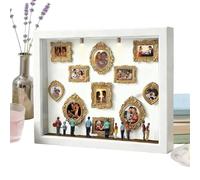 Mini scatola di sagoma del museo - cornice portafoto in miniatura da 11 pezzi con 8 statuette | vetrina di memoria con luce | per San Valentino, anniversari di matrimonio, decorazione della mia