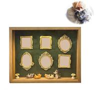 Mini scatola fai da te con sagome museali, con cornice dorata e luci, per anniversario, matrimonio (gatto beige, senza luce)