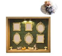 Mini scatola fai da te con sagome museali, con cornice dorata e luci, per anniversario, matrimonio (gatto beige, con luce)
