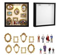 Mini Scatola Fai Da Te con Silhouette da Museo, Kit Cornice Scatola Ombra Include 1 Custodia Silhouette 8 Piccole Foto Cornici 8 Mini Figure 2 Luci Multiplo Punti Adesivi 12 Nastri Biadesivi