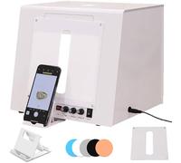 Mini scatola luminosa per studio fotografico con giradischi, softbox LED dimmerabile per gioielli, piccoli oggetti, compatibile con Amazon Echo, tenda per riprese fotografiche intelligenti