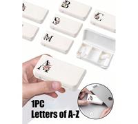 Mini scatola per pillole con tre scomparti, organizer portatile per pillole, motivo floreale rosa con lettere nere da A a Z, compatto e pratico, adatto come contenitore per medicinali da viaggio, graz