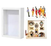 Mini Scatola per Silhouette Fai da Te, Cornice in Legno per Scatole Portaoggetti, Esposizione di Ricordi Fai da Te per Matrimoni, Compleanni, Decorazioni per La Casa(White/Q)