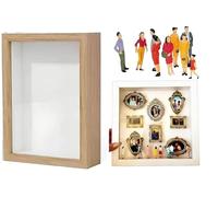 Mini Scatole per Silhouette di Musei Fai da Te, Kit di Cornici per Scatole di Ombre, Cornici per Statuette in Legno, Decorazioni per La Casa, Camera da Letto, Soggiorno(Grey/P)