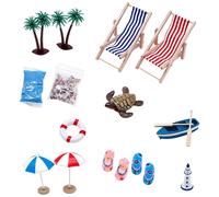 Mini scena da spiaggia, per case delle bambole fai da te, scena costiera, set di mini statuine, per scrivania, casa, espositore, giardino zen e camera
