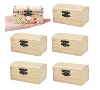 Mini Scrigno del Tesoro, 6 Pezzi Piccolo Non Finito In Legno Scatola del Tesoro, 9x6x5cm Scatola di legno Fai da te con Coperchio, Scrigno Rettangolare in Legno, per la Pittura e il Bricolage