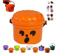 Mini secchielli Boo, mini secchielli spettrali Boo, Mini secchio nostalgia di Halloween, retrò Halloween stampato secchio di zucca 3D decorazione per la casa, trucco o scherzetto oggetti di scena per