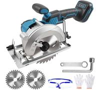 Mini sega circolare compatibile con Makita 18 V al litio, sega circolare portatile senza spazzole, con 2 lame per sega (140 mm), motore in rame può tagliare diagonalmente 6200 giri/min, per la