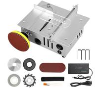 Mini Sega Circolare con 4 Lame, 96w Mini Sega da Tavolo Portatile, Banco Sega Circolare per Legno con Alimentazione 7 Velocità, Scalpello SDS Plus per Piastrelle, Scalpello Muratore (A)