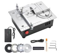 Mini sega circolare da tavolo, alimentatore regolabile a 7 marce, cuscino da tavolo, portatile, di precisione, 0,1 - 15 mm, lama per sega circolare da tavolo regolabile con 4 lame per progetti fai da