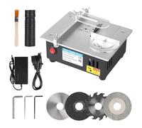 Mini sega circolare da tavolo con 4 lame, 96 W, piccola con alimentatore di rete a 7 marce, lama regolabile da 0,1 a 15 mm, regolabile in altezza, multifunzionale per la lavorazione del legno