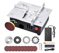 Mini sega circolare da tavolo con 4 lame e disco per lucidatura, alimentatore a 7 marce, regolabile Table Saw, 96 W, sega circolare da tavolo portatile, 0,1 - 15 mm, altezza regolabile e linguetta di