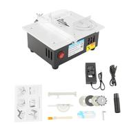 Mini sega circolare da tavolo con 4 lame, sega da tavolo di precisione da 96 W, 7 marce, regolabile, 5000 giri/min, taglio obliquo 45°, campo di regolazione altezza lama 0,1-15 mm per fai da te, legno